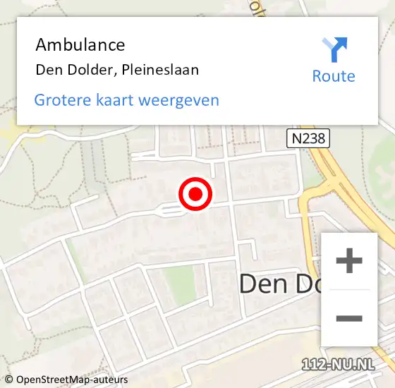 Locatie op kaart van de 112 melding: Ambulance Den Dolder, Pleineslaan op 7 maart 2015 12:10