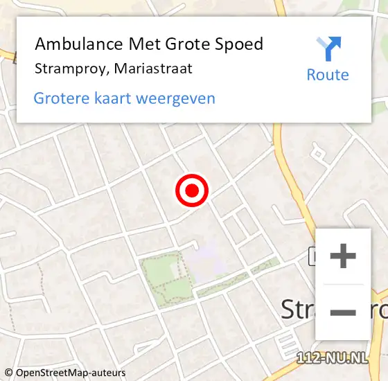 Locatie op kaart van de 112 melding: Ambulance Met Grote Spoed Naar Stramproy, Mariastraat op 7 maart 2015 13:27