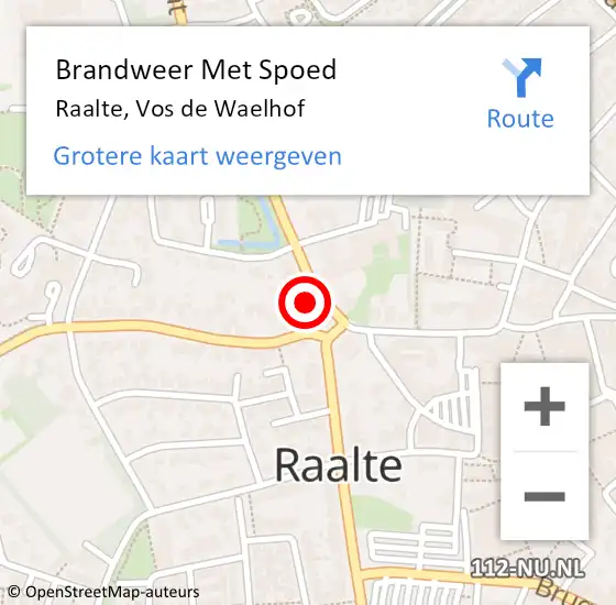 Locatie op kaart van de 112 melding: Brandweer Met Spoed Naar Raalte, Vos de Waelhof op 7 maart 2015 14:05