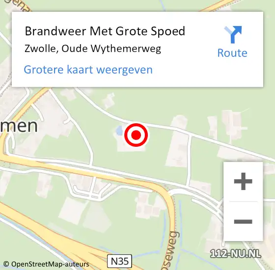 Locatie op kaart van de 112 melding: Brandweer Met Grote Spoed Naar Zwolle, Oude Wythemerweg op 7 maart 2015 14:18