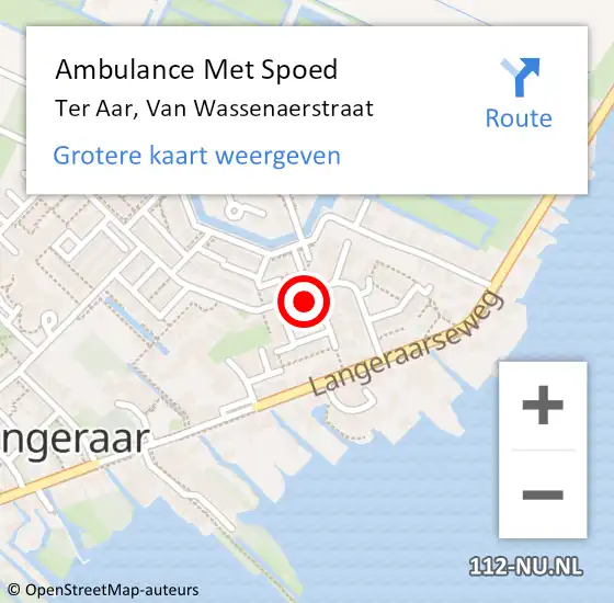 Locatie op kaart van de 112 melding: Ambulance Met Spoed Naar Ter Aar, Van Wassenaerstraat op 7 maart 2015 14:49