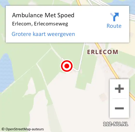 Locatie op kaart van de 112 melding: Ambulance Met Spoed Naar Erlecom, Erlecomseweg op 7 maart 2015 15:17