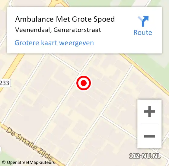 Locatie op kaart van de 112 melding: Ambulance Met Grote Spoed Naar Veenendaal, Generatorstraat op 7 maart 2015 15:22