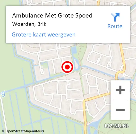 Locatie op kaart van de 112 melding: Ambulance Met Grote Spoed Naar Woerden, Brik op 7 maart 2015 15:29