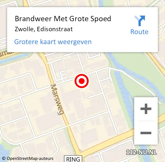 Locatie op kaart van de 112 melding: Brandweer Met Grote Spoed Naar Zwolle, Edisonstraat op 31 oktober 2013 23:30