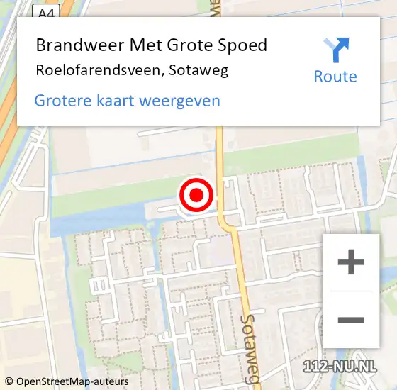 Locatie op kaart van de 112 melding: Brandweer Met Grote Spoed Naar Roelofarendsveen, Sotaweg op 7 maart 2015 16:11