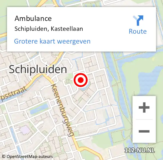 Locatie op kaart van de 112 melding: Ambulance Schipluiden, Kasteellaan op 7 maart 2015 16:21