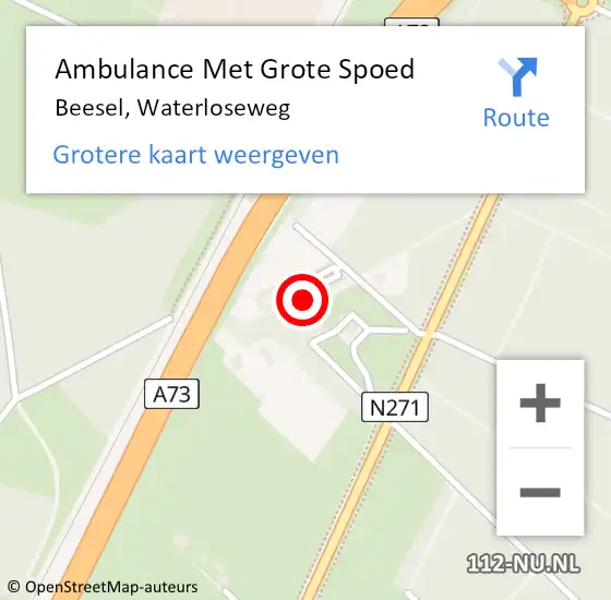 Locatie op kaart van de 112 melding: Ambulance Met Grote Spoed Naar Beesel, Waterloseweg op 7 maart 2015 16:37
