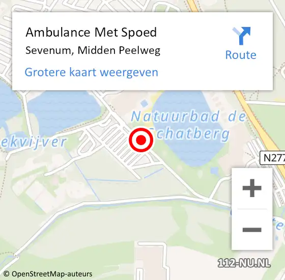 Locatie op kaart van de 112 melding: Ambulance Met Spoed Naar Sevenum, Midden Peelweg op 7 maart 2015 16:51