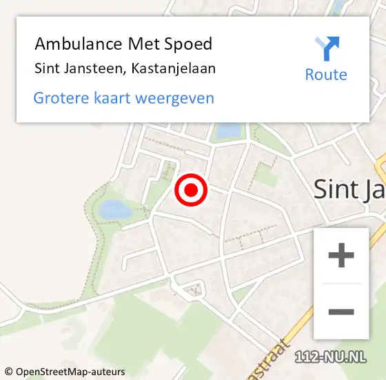 Locatie op kaart van de 112 melding: Ambulance Met Spoed Naar Sint Jansteen, Kastanjelaan op 7 maart 2015 19:04