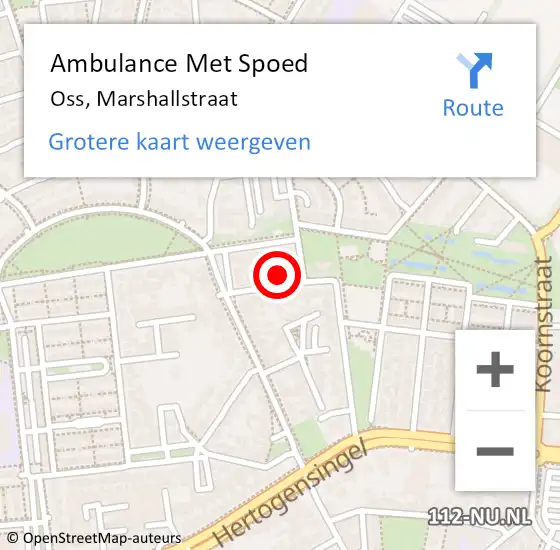 Locatie op kaart van de 112 melding: Ambulance Met Spoed Naar Oss, Marshallstraat op 7 maart 2015 19:05