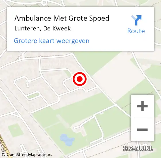 Locatie op kaart van de 112 melding: Ambulance Met Grote Spoed Naar Lunteren, De Kweek op 7 maart 2015 19:30