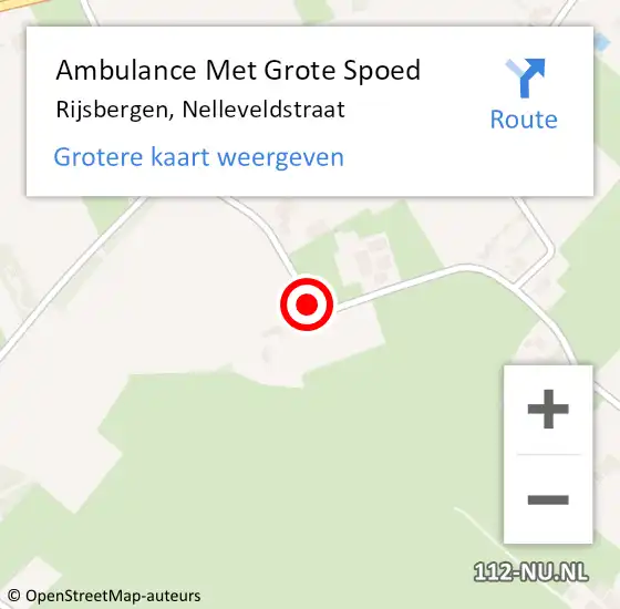 Locatie op kaart van de 112 melding: Ambulance Met Grote Spoed Naar Rijsbergen, Nelleveldstraat op 7 maart 2015 19:45