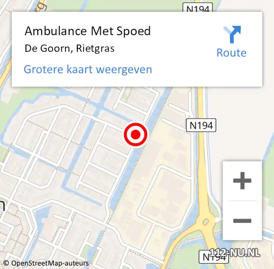 Locatie op kaart van de 112 melding: Ambulance Met Spoed Naar De Goorn, Rietgras op 7 maart 2015 19:54