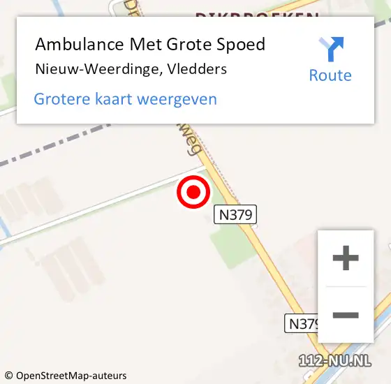 Locatie op kaart van de 112 melding: Ambulance Met Grote Spoed Naar Nieuw-Weerdinge, Vledders op 7 maart 2015 20:37