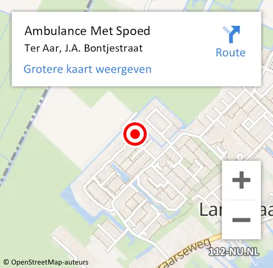 Locatie op kaart van de 112 melding: Ambulance Met Spoed Naar Ter Aar, J.A. Bontjestraat op 1 november 2013 00:43