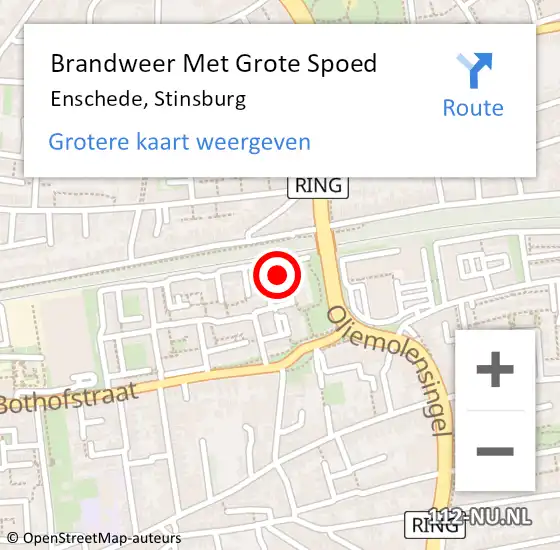 Locatie op kaart van de 112 melding: Brandweer Met Grote Spoed Naar Enschede, Stinsburg op 7 maart 2015 21:02