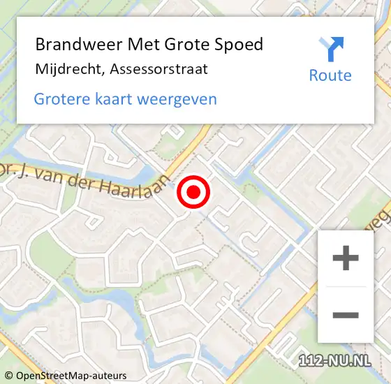 Locatie op kaart van de 112 melding: Brandweer Met Grote Spoed Naar Mijdrecht, Assessorstraat op 7 maart 2015 21:15