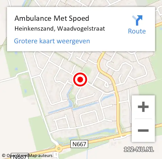 Locatie op kaart van de 112 melding: Ambulance Met Spoed Naar Heinkenszand, Waadvogelstraat op 7 maart 2015 21:20