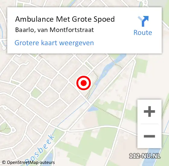 Locatie op kaart van de 112 melding: Ambulance Met Grote Spoed Naar Baarlo, van Montfortstraat op 7 maart 2015 22:54