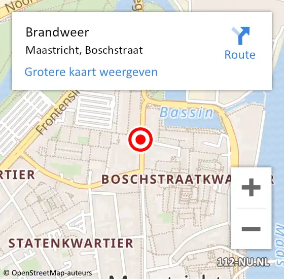 Locatie op kaart van de 112 melding: Brandweer Maastricht, Boschstraat op 7 maart 2015 23:09