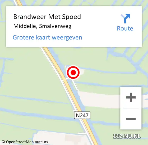 Locatie op kaart van de 112 melding: Brandweer Met Spoed Naar Middelie, Smalvenweg op 7 maart 2015 23:51