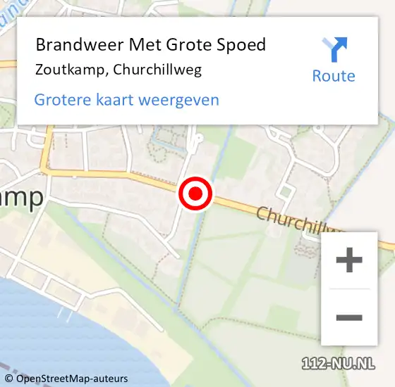 Locatie op kaart van de 112 melding: Brandweer Met Grote Spoed Naar Zoutkamp, Churchillweg op 7 maart 2015 23:52