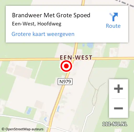 Locatie op kaart van de 112 melding: Brandweer Met Grote Spoed Naar Een-West, Hoofdweg op 7 maart 2015 23:54