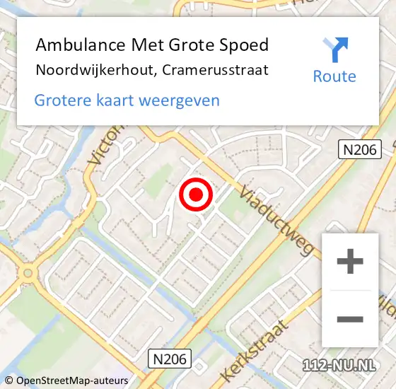 Locatie op kaart van de 112 melding: Ambulance Met Grote Spoed Naar Noordwijkerhout, Cramerusstraat op 8 maart 2015 02:11