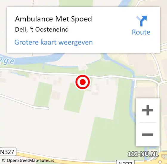 Locatie op kaart van de 112 melding: Ambulance Met Spoed Naar Deil, 't Oosteneind op 8 maart 2015 02:37