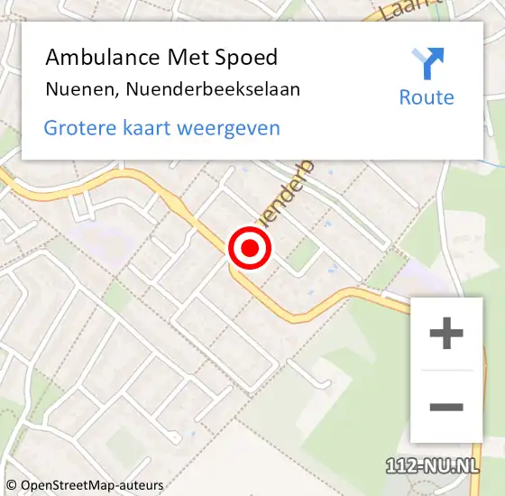 Locatie op kaart van de 112 melding: Ambulance Met Spoed Naar Nuenen, Nuenderbeekselaan op 8 maart 2015 03:03