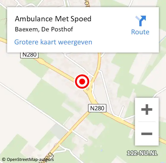 Locatie op kaart van de 112 melding: Ambulance Met Spoed Naar Baexem, De Posthof op 8 maart 2015 03:08