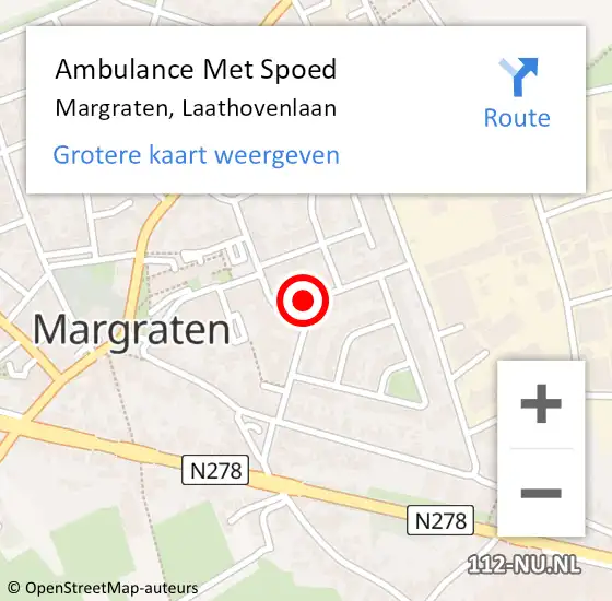 Locatie op kaart van de 112 melding: Ambulance Met Spoed Naar Margraten, Laathovenlaan op 1 november 2013 01:53