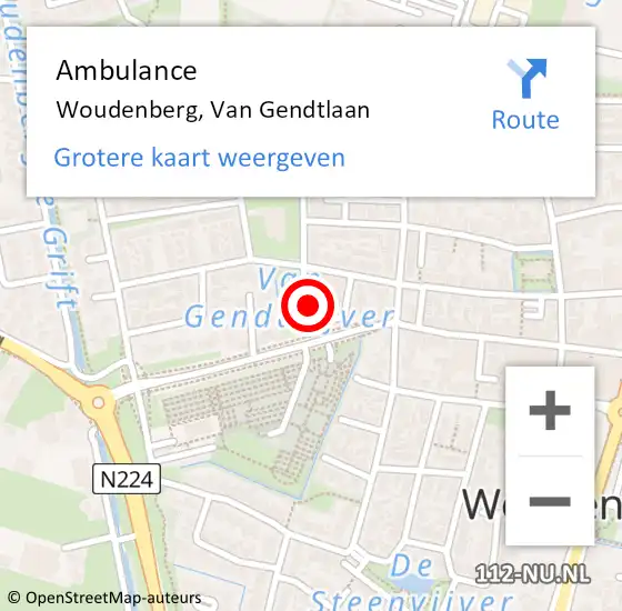 Locatie op kaart van de 112 melding: Ambulance Woudenberg, Van Gendtlaan op 1 november 2013 02:01