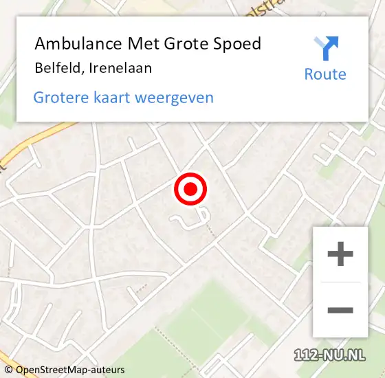 Locatie op kaart van de 112 melding: Ambulance Met Grote Spoed Naar Belfeld, Irenelaan op 8 maart 2015 03:52