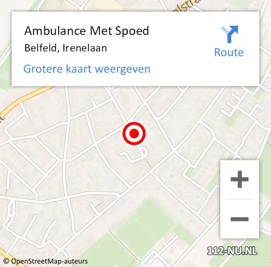 Locatie op kaart van de 112 melding: Ambulance Met Spoed Naar Belfeld, Irenelaan op 8 maart 2015 03:54