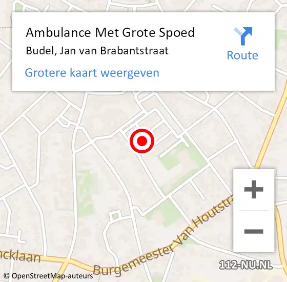 Locatie op kaart van de 112 melding: Ambulance Met Grote Spoed Naar Budel, Jan van Brabantstraat op 8 maart 2015 09:44