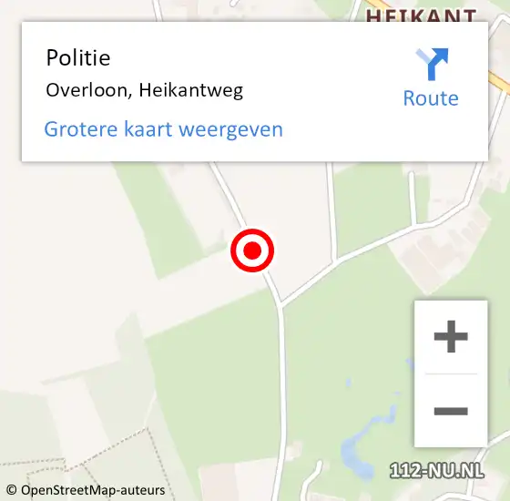 Locatie op kaart van de 112 melding: Politie Overloon, Heikantweg op 8 maart 2015 09:48