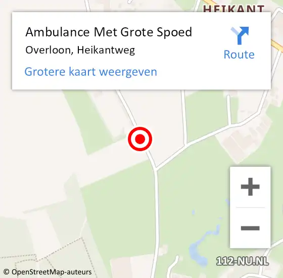 Locatie op kaart van de 112 melding: Ambulance Met Grote Spoed Naar Overloon, Heikantweg op 8 maart 2015 10:13