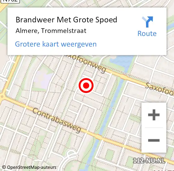 Locatie op kaart van de 112 melding: Brandweer Met Grote Spoed Naar Almere, Trommelstraat op 8 maart 2015 11:13