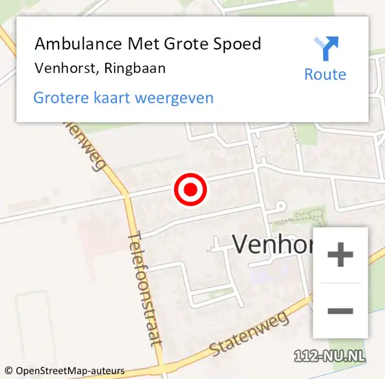 Locatie op kaart van de 112 melding: Ambulance Met Grote Spoed Naar Venhorst, Ringbaan op 1 november 2013 03:48