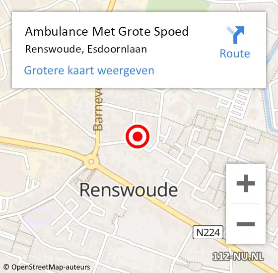 Locatie op kaart van de 112 melding: Ambulance Met Grote Spoed Naar Renswoude, Esdoornlaan op 8 maart 2015 11:40