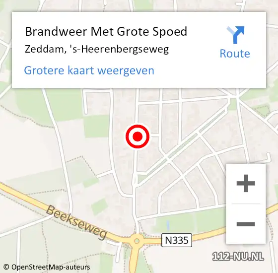 Locatie op kaart van de 112 melding: Brandweer Met Grote Spoed Naar Zeddam, 's-Heerenbergseweg op 1 november 2013 04:20