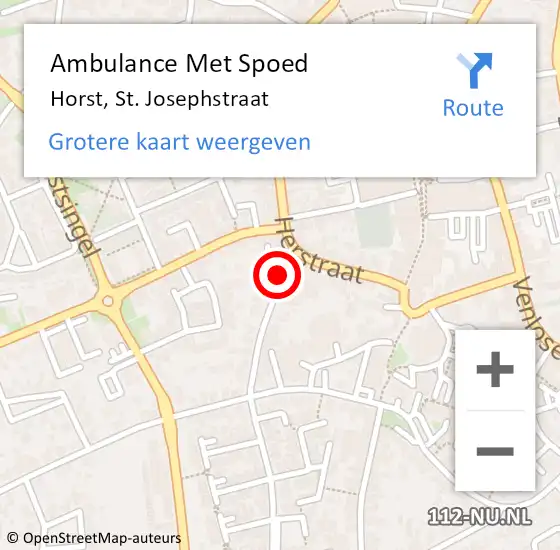 Locatie op kaart van de 112 melding: Ambulance Met Spoed Naar Horst, St. Josephstraat op 8 maart 2015 12:28