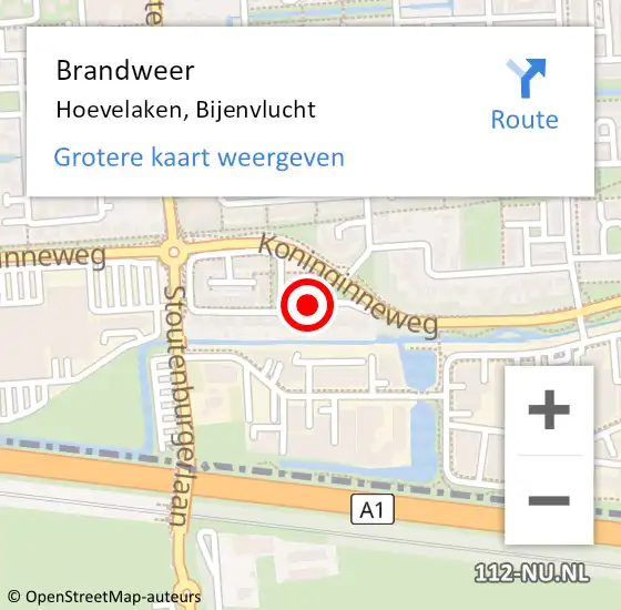 Locatie op kaart van de 112 melding: Brandweer Hoevelaken, Bijenvlucht op 8 maart 2015 12:35