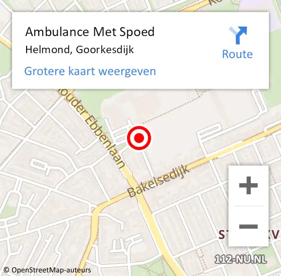 Locatie op kaart van de 112 melding: Ambulance Met Spoed Naar Helmond, Goorkesdijk op 8 maart 2015 12:49