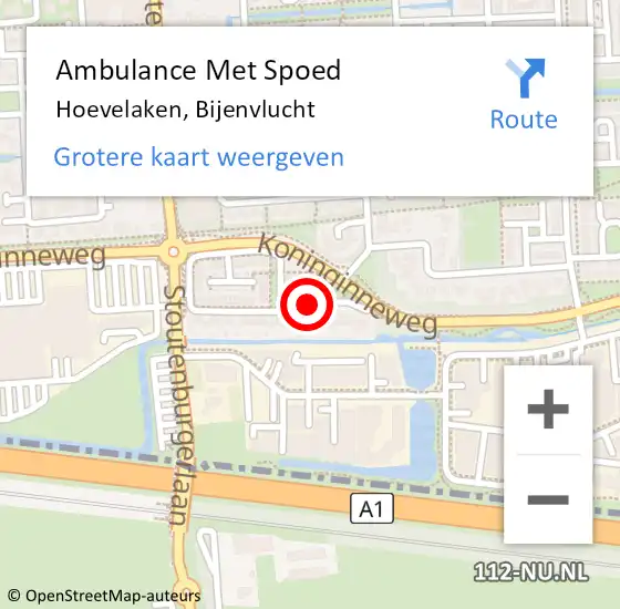 Locatie op kaart van de 112 melding: Ambulance Met Spoed Naar Hoevelaken, Bijenvlucht op 8 maart 2015 13:10