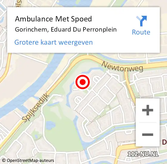 Locatie op kaart van de 112 melding: Ambulance Met Spoed Naar Gorinchem, Eduard Du Perronplein op 8 maart 2015 14:14