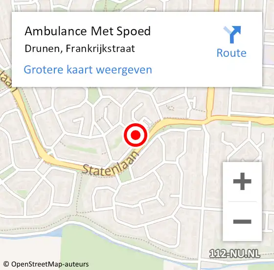 Locatie op kaart van de 112 melding: Ambulance Met Spoed Naar Drunen, Frankrijkstraat op 8 maart 2015 14:24