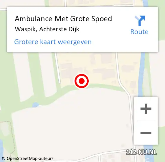 Locatie op kaart van de 112 melding: Ambulance Met Grote Spoed Naar Waspik, Achterste Dijk op 8 maart 2015 14:36